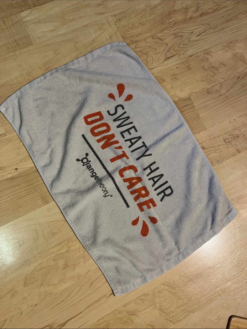 Orangetheory gym towel, "Sweaty Hair Don't Care"- 23" x 15" 100% cotton
